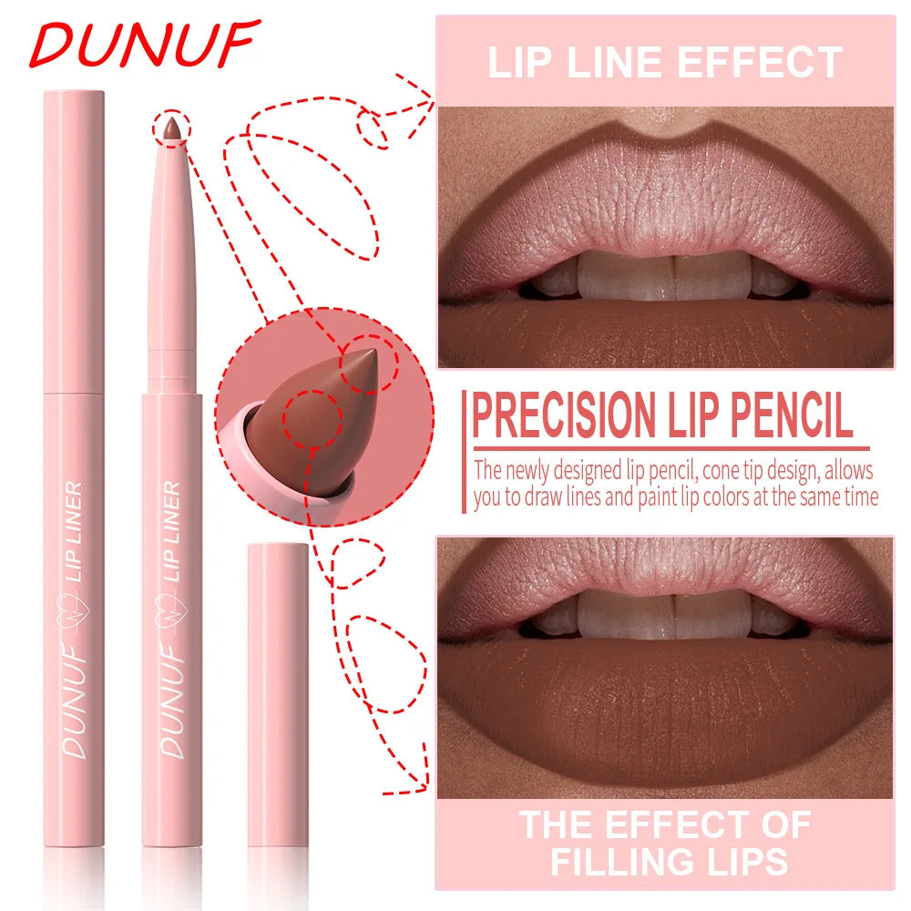 Matte Lip Liner Pencil Set 12 Colors Waterproof Highly Pigmented Makeup