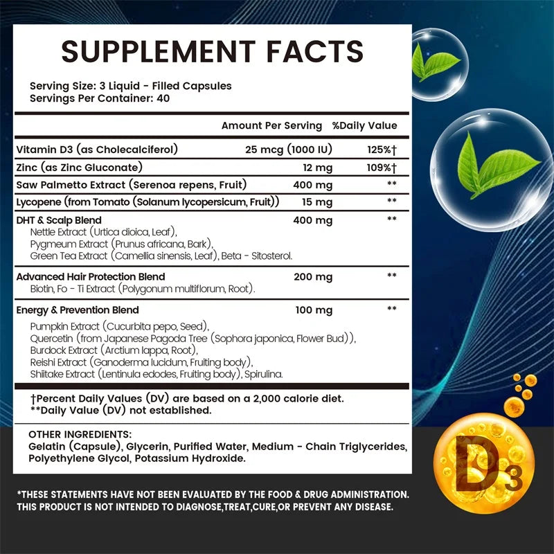 DHT Blockers for Men - Saw Palmetto & Biotin for Hair Growth Support