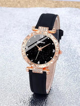 Luxury Rhinestone Women's Watch Set - 5pcs Elegant Quartz Wristwatch Gift