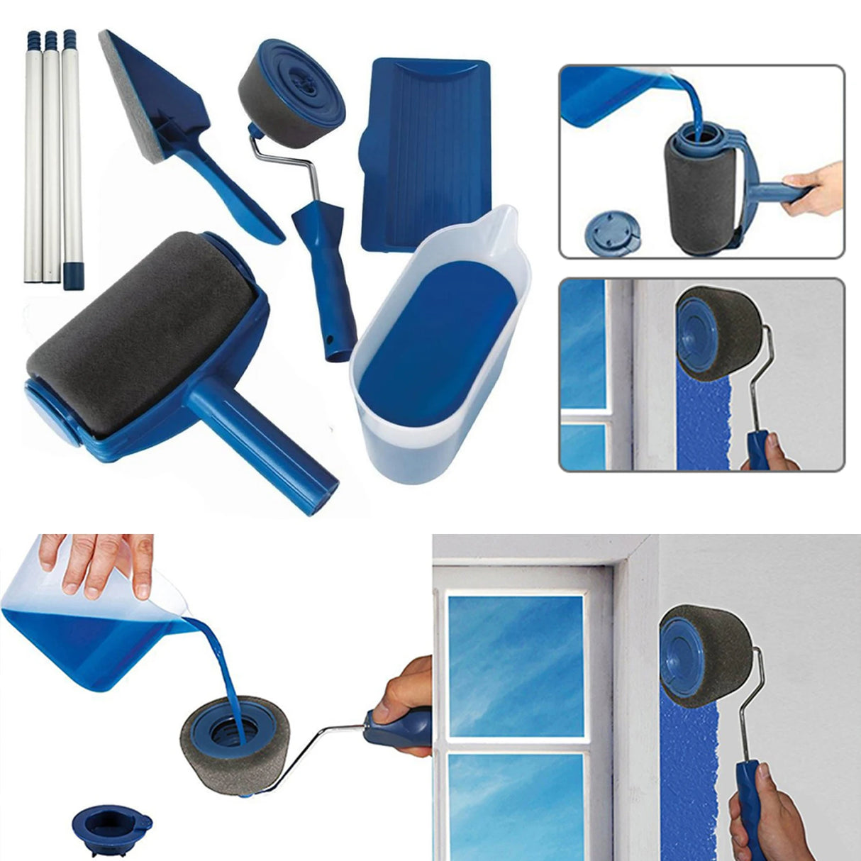 Self-Priming Large Drum Brush for Wall Painting - 1pc Latex Paint Tool