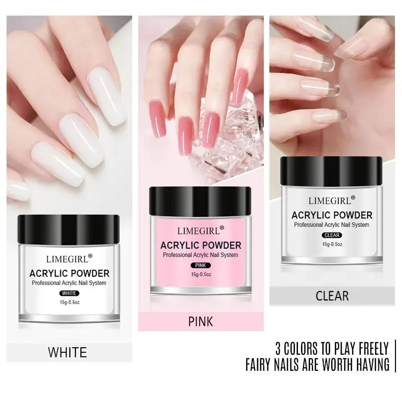 Acrylic Powder & Liquid Monomer Nail Art Kit - 3D Decoration Tools