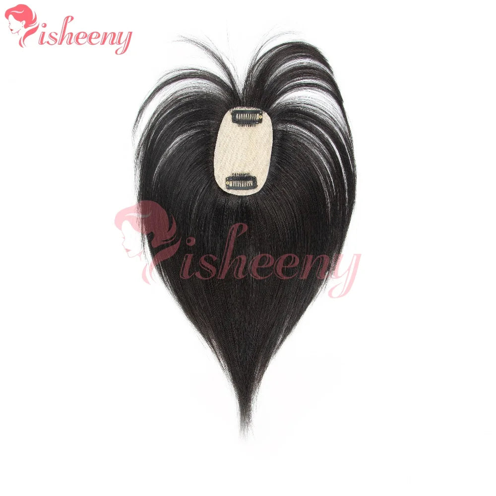Human Hair Topper with Bangs, 10 Inch Clip-In Hairpiece, 5x9cm Base