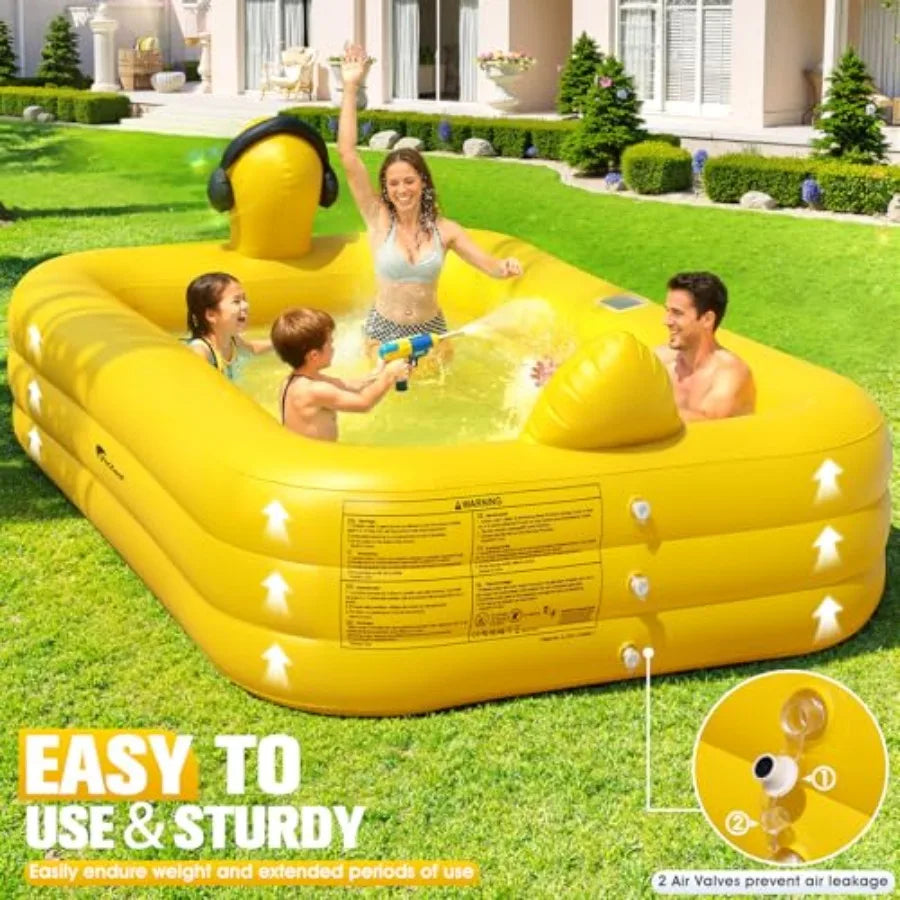 Inflatable Backyard Pool for Kids and Adults, Durable PVC, 100x63x22 Inches
