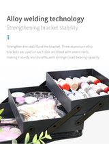 Large Makeup Train Case 4 Tier Organizer Bag for Women Travel Storage