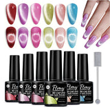 Cat's Eye Magnetic Nail Gel Set - 6 Colors, UV LED Soak Off, Odorless