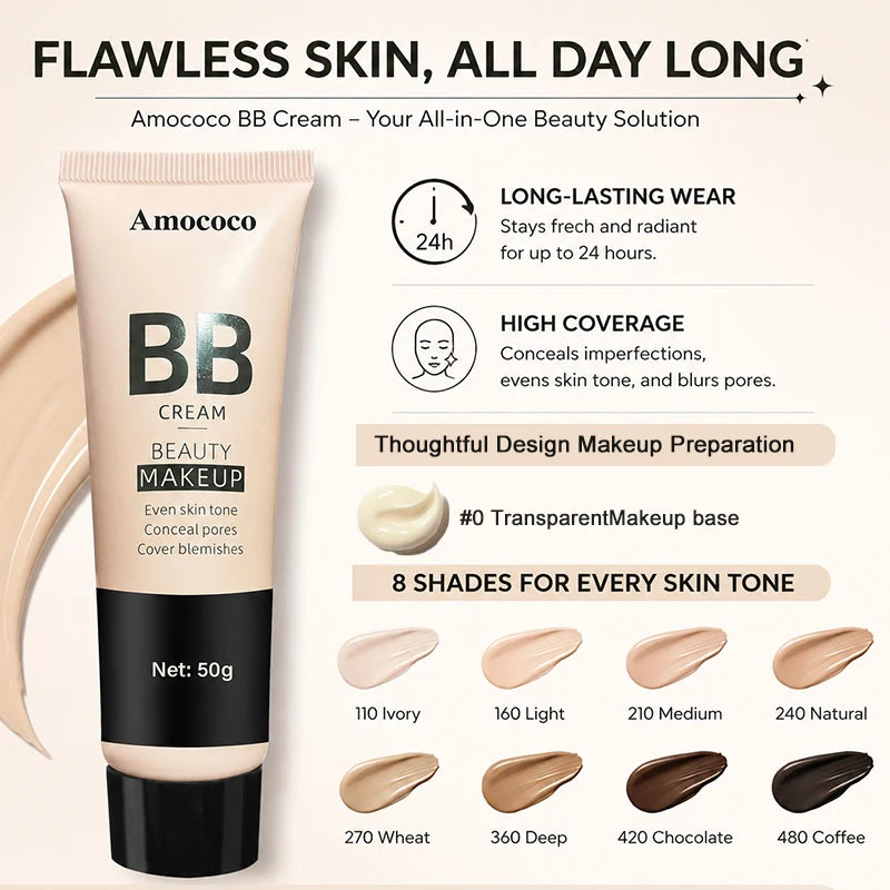 BB Cream Makeup Base Cream, 50g Each, Multi Shade Options, 2pcs Set