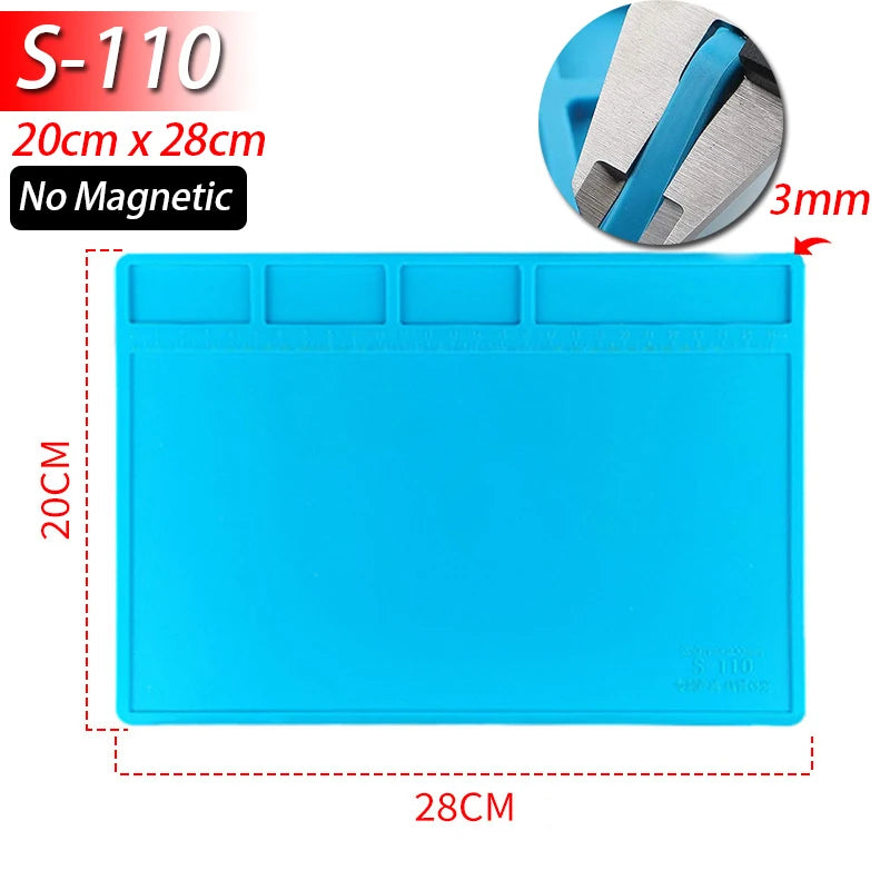 Soldering Station Mat Silicone Heat Resistant 932°F Anti-Static Magnetic Mat