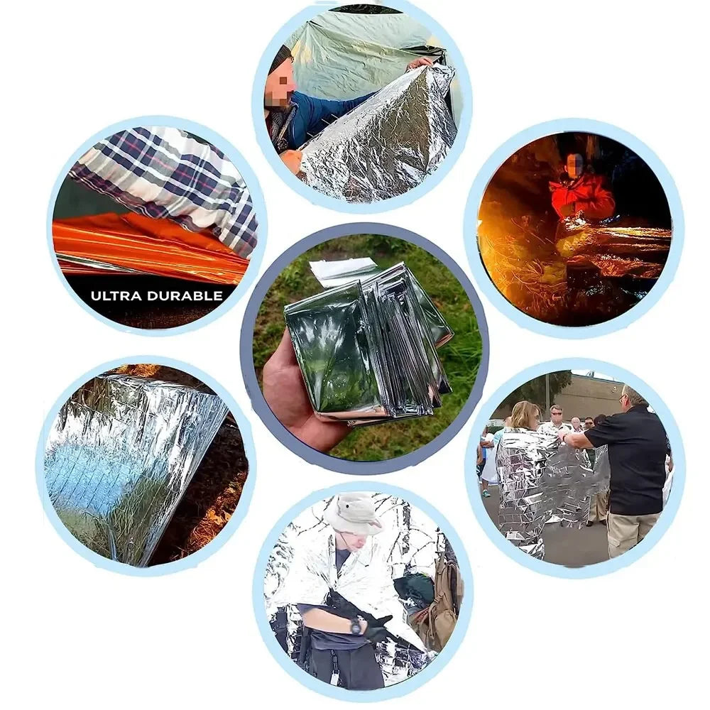 Emergency Thermal Poncho Blanket Lightweight Water Resistant Camping Mat