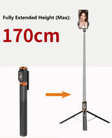 Selfie Stick Tripod 1.7m with Dual Fill Lights & Bluetooth Remote