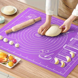 Food Grade Plastic Rolling Mat with Measuring Tool - Non-Slip Baking Mat