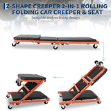 Foldable Garage Creeper Shop Seat, 300LBS Capacity, Automotive Repair Tool