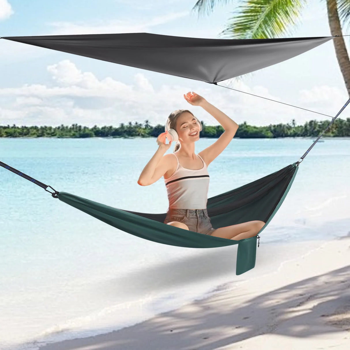 Portable Camping Hammock Set with Tree Straps, 440lbs Capacity