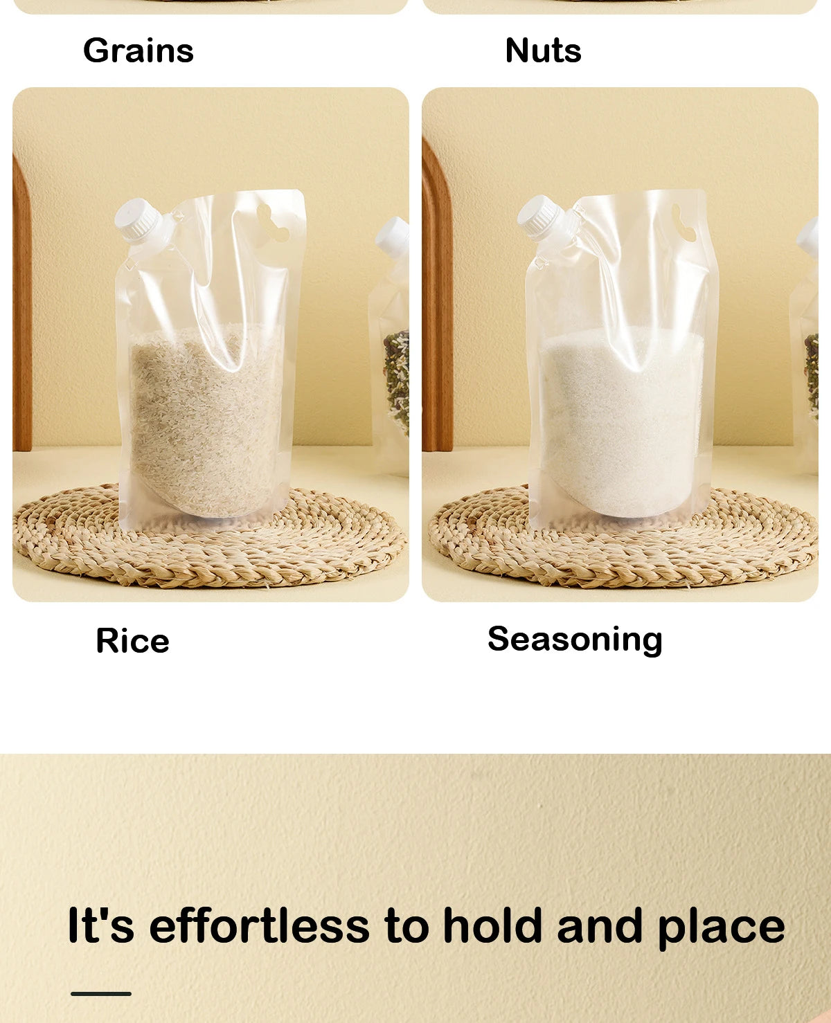 Grain Storage Bags 5PCS Portable Insect & Moisture Proof Recyclable
