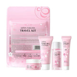 Sakura Skin Care Set with Cleanser, Serum, Eye Cream - Travel Kit for Women
