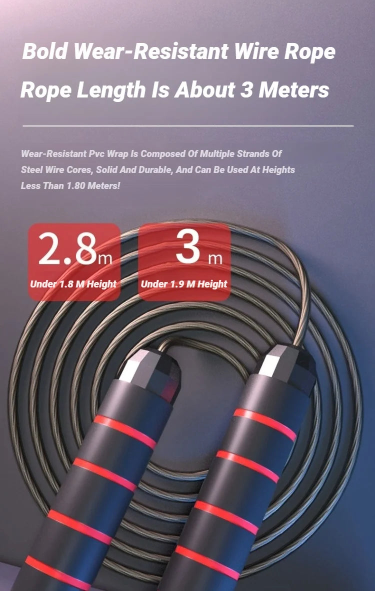 Jump Rope Adjustable Steel Wire Tangle-Free Fitness Workout Equipment