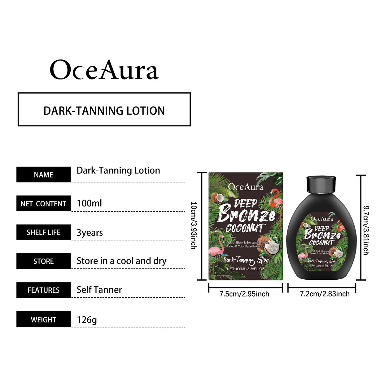 Coconut Oil Tanning Lotion Moisturizer for Deep Bronze Glow 8oz