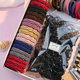 1085PCS Dark Hair Accessories Set - Seamless Ponytail Holders & Scrunchies