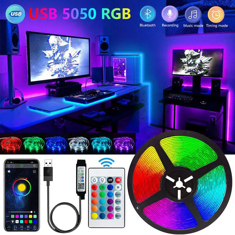 Bluetooth LED Strip Lights 5050 SMD Smart Remote Control Flexible Tape