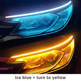 12V LED Guide Strip Headlight Bulbs - 2Pcs Sequential DRL Turn Signal Lights