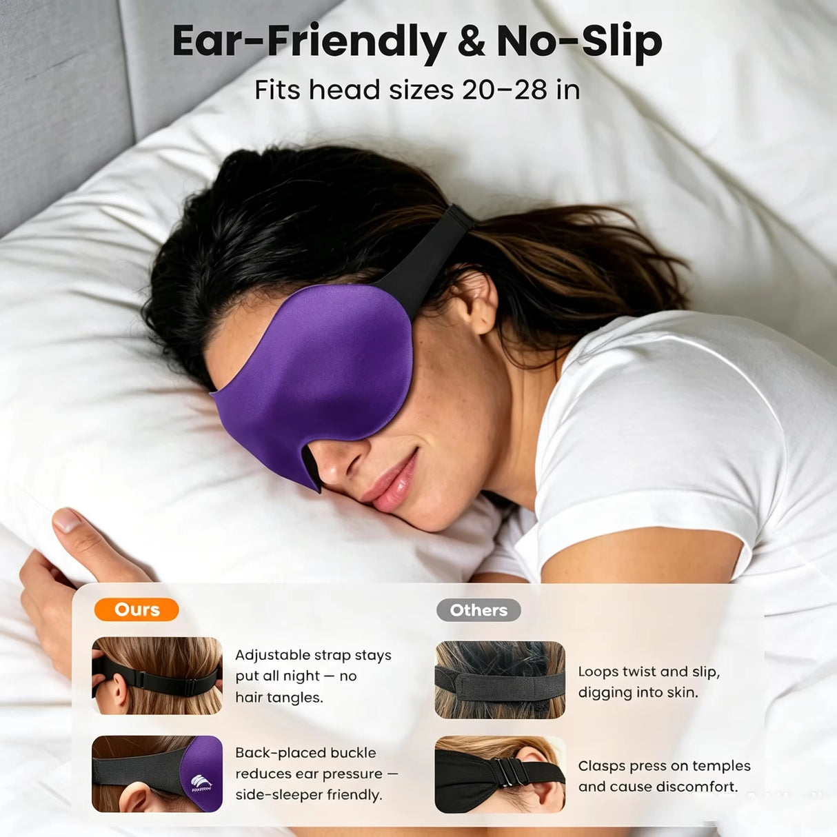 3D Adjustable Sleep Mask for Men and Women, Light Blocking Eye Mask