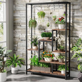 Tribesigns 5-Tier Tall Indoor Plant Stand with 10 Hanging Hooks, 70.9 Inches