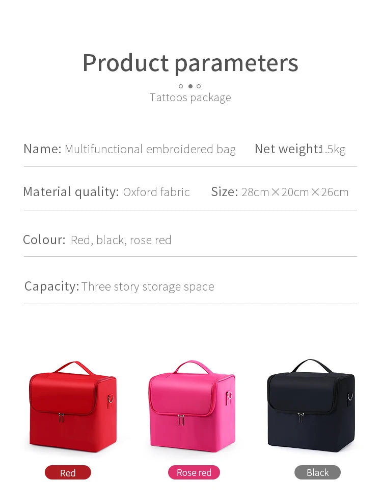 Large Makeup Train Case 4 Tier Organizer Bag for Women Travel Storage