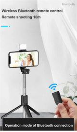 Portable Bluetooth Selfie Stick Tripod with Remote Shutter & Light