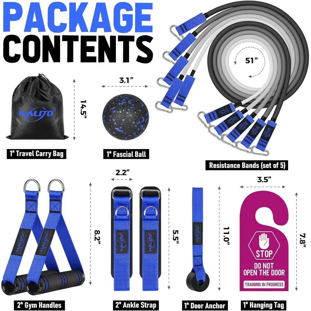 Exercise Bands Kit with Handles, Door Anchor, Ankle Straps for Fitness
