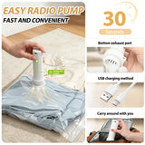 14Pcs Air Vacuum Bags with Rechargeable Pump for Clothes and Bedding
