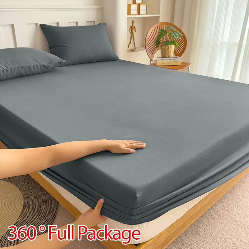 Fitted Bed Sheet 90/120/150/180x200 cm Solid Color Mattress Protector - Cozy Bed Sheets