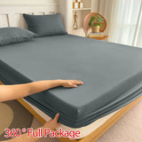 Fitted Bed Sheet 90/120/150/180x200 cm Solid Color Mattress Protector - Cozy Bed Sheets