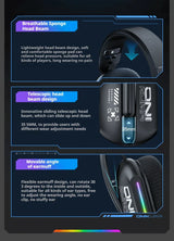 New Wireless Gaming Headset 3 Modes Bendable HD Mic Soft Ear Pads