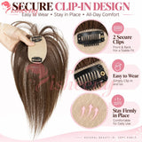 Human Hair Topper with Bangs, 10 Inch Clip-In Hairpiece, 5x9cm Base