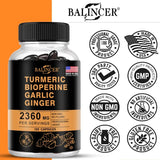 Turmeric Ginger Supplement with Curcumin and Black Pepper, 2360 Mg