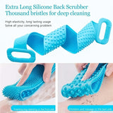 Silicone Bath Scrubber Exfoliating Brush Back Cleaner Body Strap Accessory