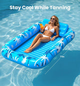 Inflatable Tanning Pool Lounger Float with Sprinkler, X-Large Size