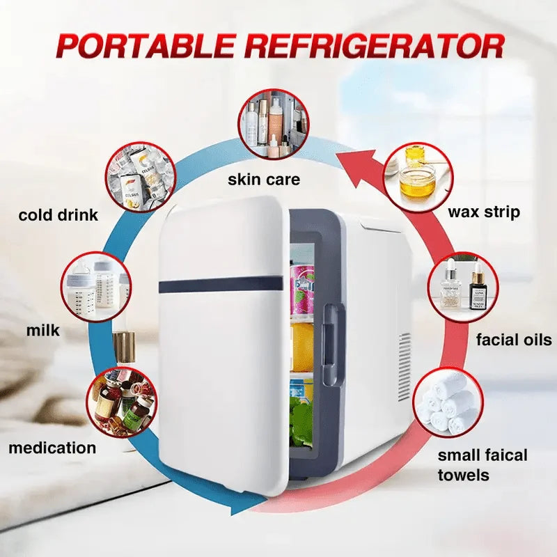 10L Portable Mini Fridge for Bedroom, Compact Design with Low Noise