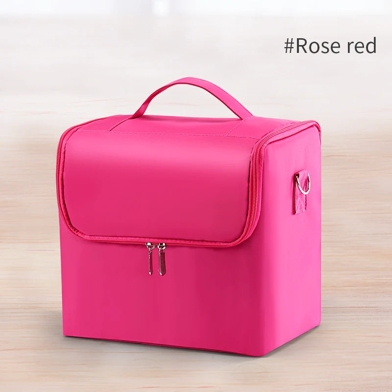 Large Makeup Train Case 4 Tier Organizer Bag for Women Travel Storage