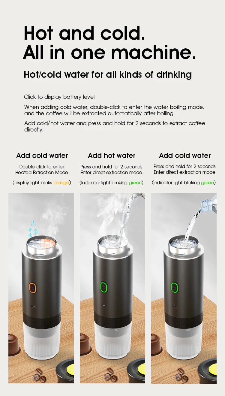 Portable Espresso Coffee Maker 3-in-1 for Car & Home Camping Travel