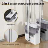 3-in-1 Long-Handled Broom and Dustpan Set for Home Office School Dorm