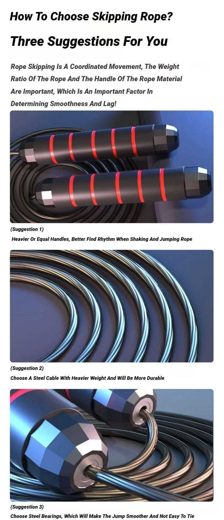 Jump Rope Adjustable Steel Wire Tangle-Free Fitness Workout Equipment