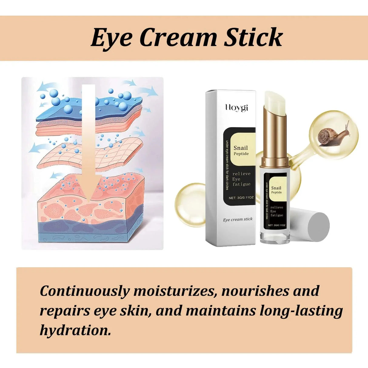 Snail Eye Cream Stick Collagen Firming Dark Circles Puffiness Moisturizing