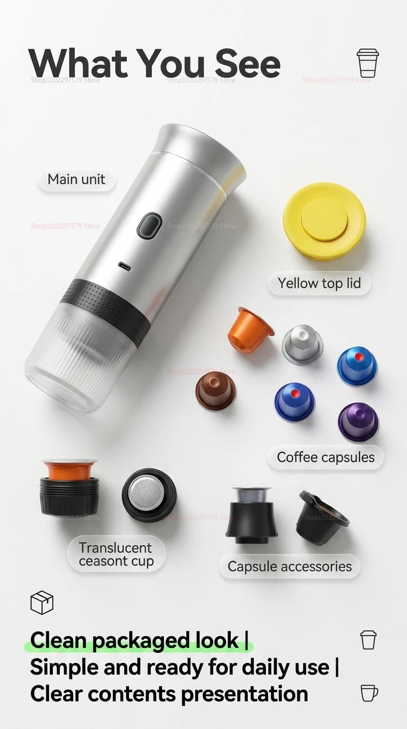 Portable Espresso Coffee Maker 3-in-1 for Car & Home Travel Use