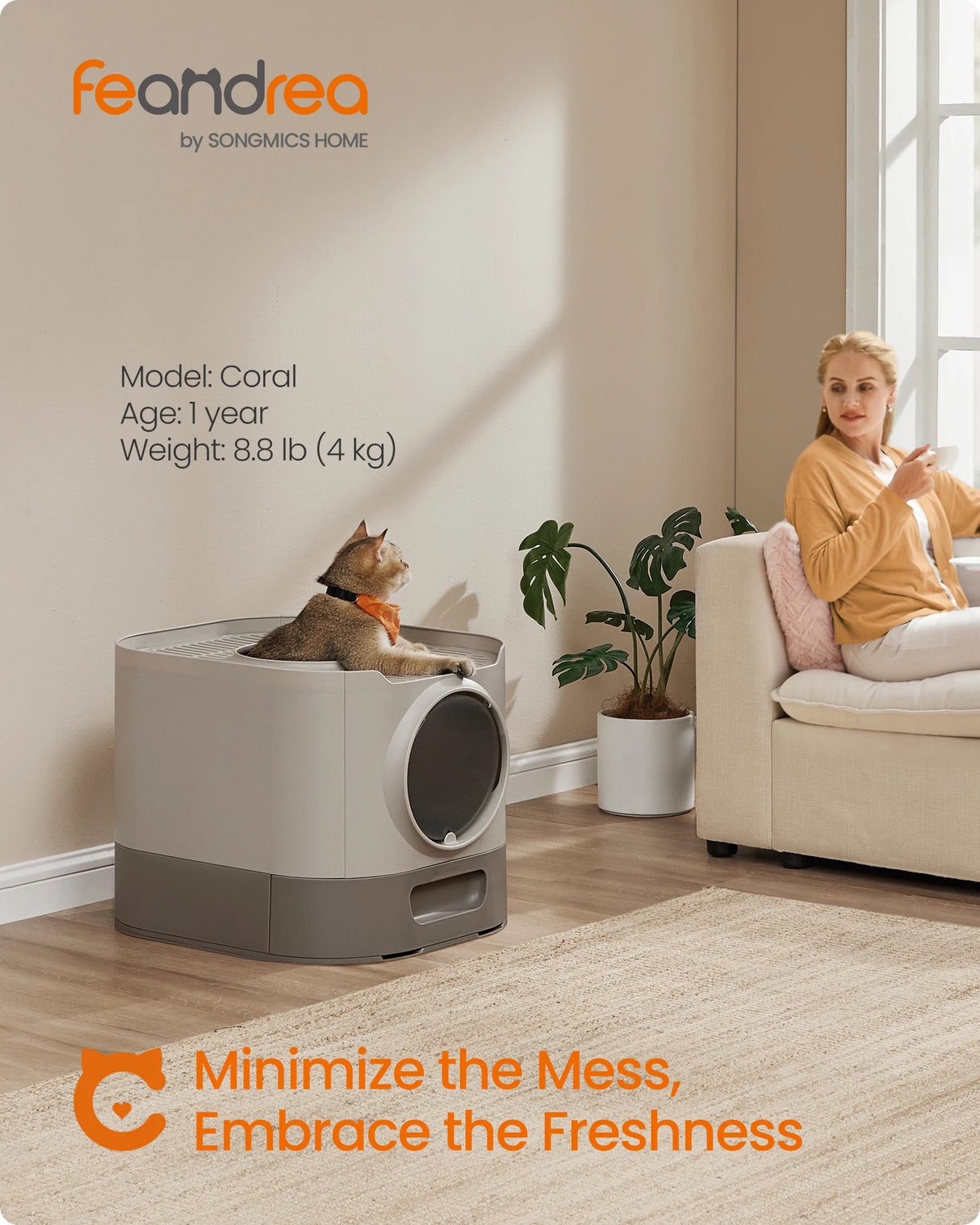Enclosed Cat Litter Box with Lid and Slide-Out Tray - XL