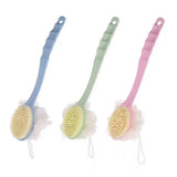 Two-Sided Silicone Shower Body Brush with Long Handle for Exfoliating