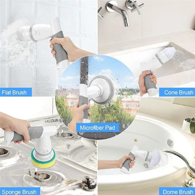 5 In 1 Electric Bath Brush Silicone Handheld Exfoliating Tool USB Waterproof