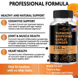 Turmeric Ginger Supplement with Curcumin and Black Pepper, 2360 Mg