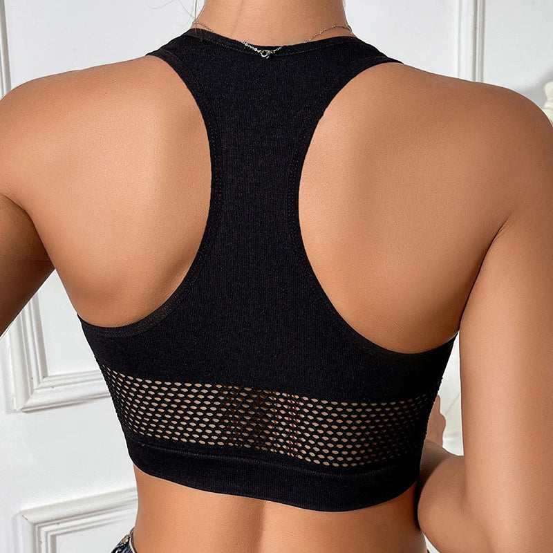 Women’s Fishnet Off Shoulder Crop Top - Stylish Casual Tank Vest
