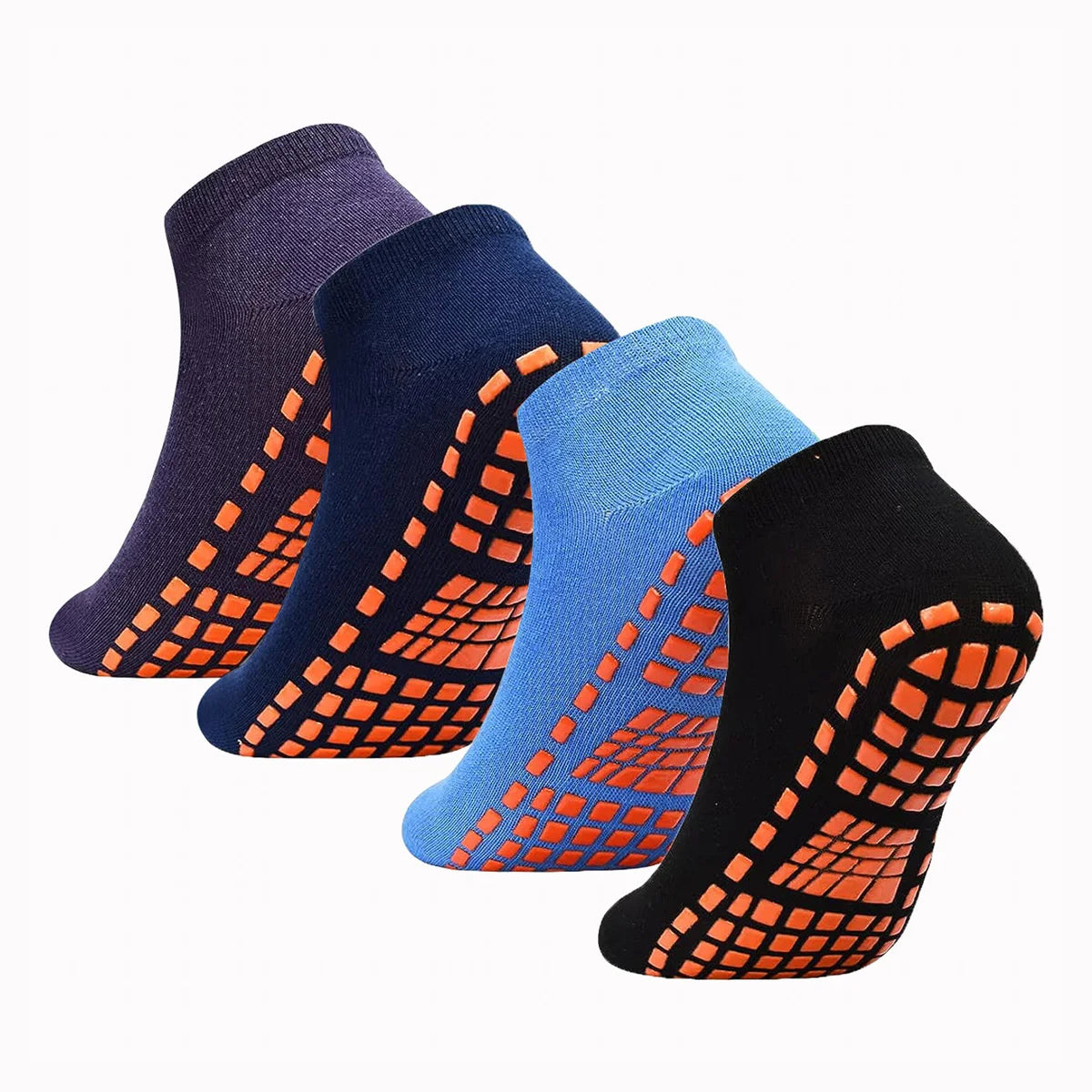 Unisex Silicone Non-Slip Grip Trampoline Socks - 1/4 Pairs for Yoga & Pilates