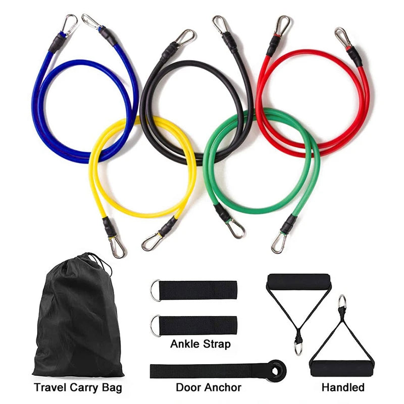 11pcs Resistance Bands Set with Ankle Strap & Chest Expander for Fitness Pilates